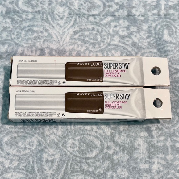 2X Maybelline Super Stay Full Coverage Under Eye Concealer Deep Cocoa #70 - Picture 1 of 7